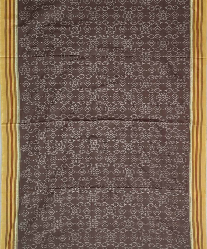 Antique bronze mustard handwoven cotton ikat nuapatna saree