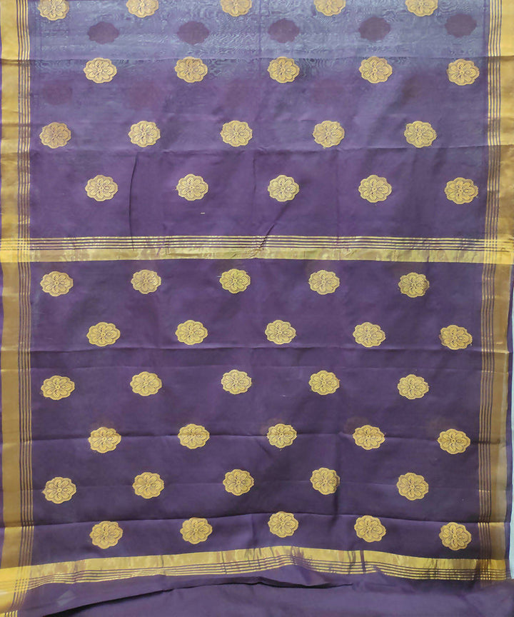 navy violet handwoven venkatagiri cotton silk saree