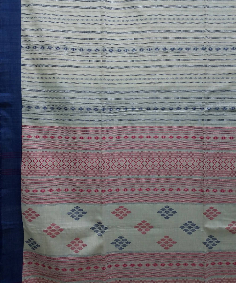Bengal handspun handwoven off white cotton saree