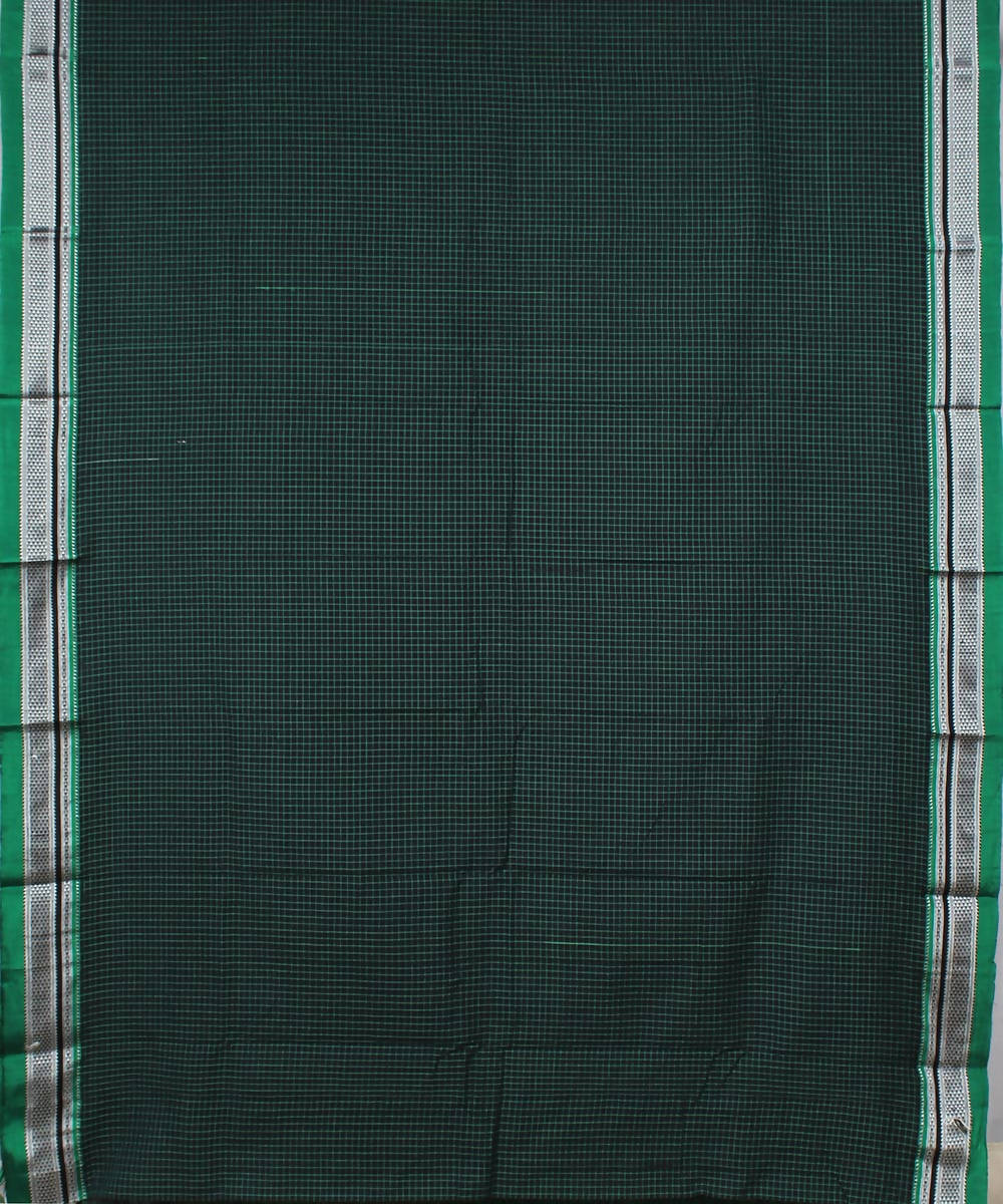 black green handwoven checks chikki paras border ilkal saree