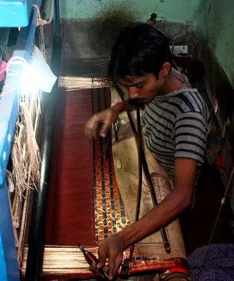 Mustard yellow handwoven silk baluchari saree