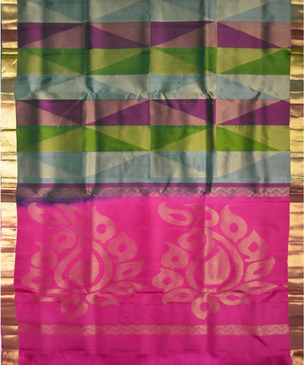 Multicolor Handloom Brocade Work Soft Silk Saree