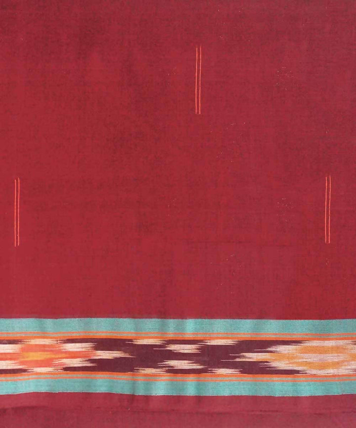 Brick red handwoven madurai cotton tie dye saree