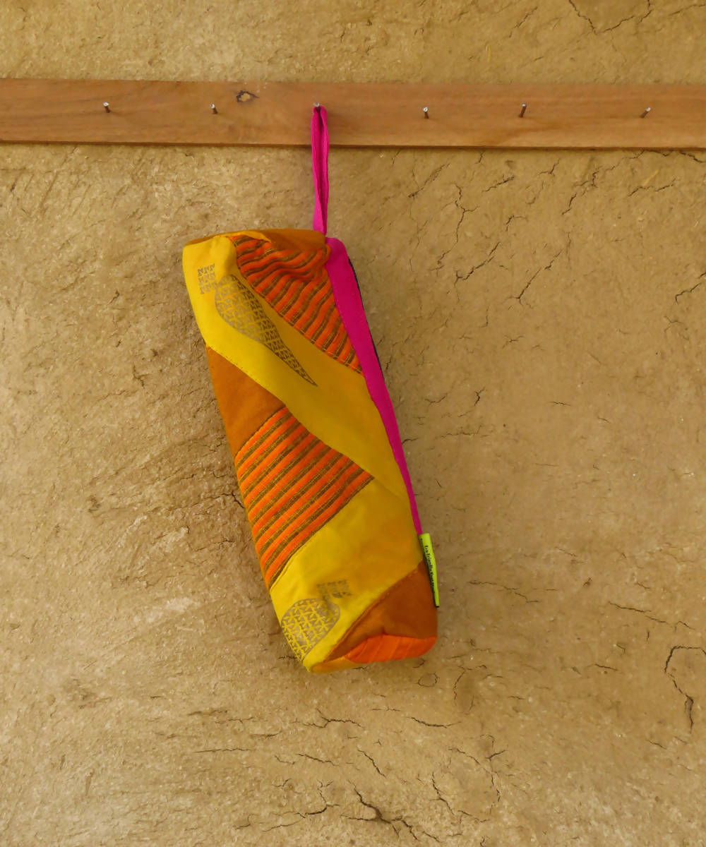 Yellow cotton katran pencil pouch