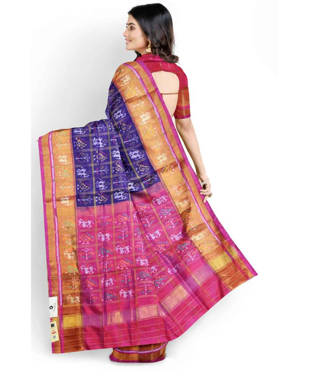 Purple pink handloom patola silk saree