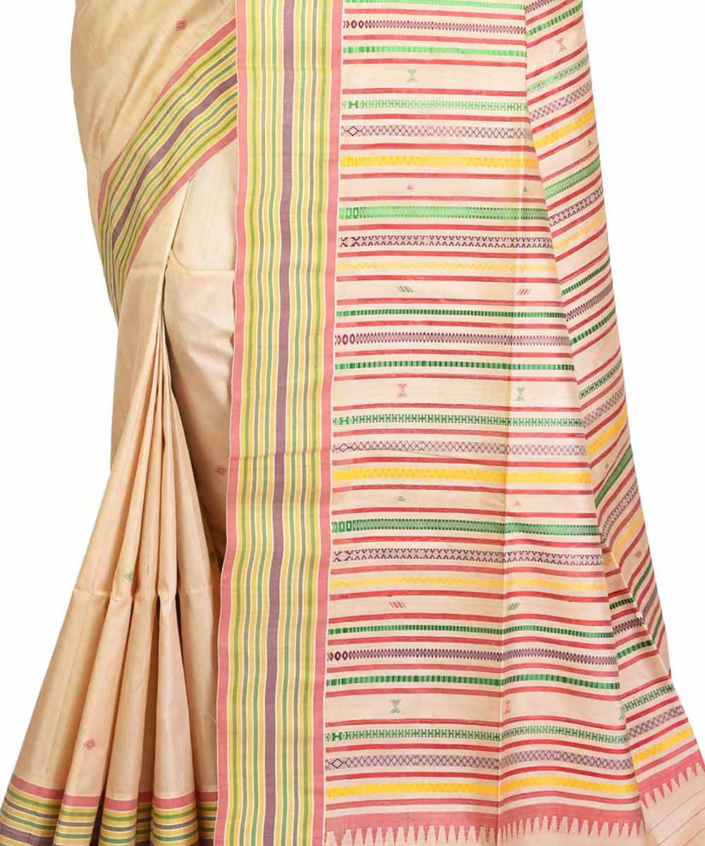 Cream Bengal handloom silk saree
