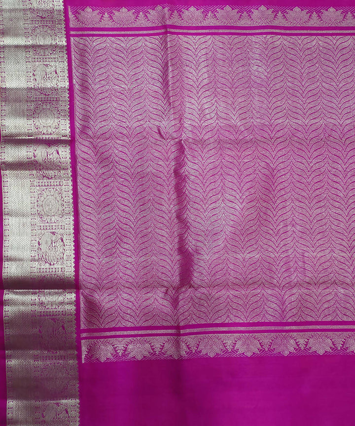 Pink purple butta handwoven cotton silk venkatagiri saree