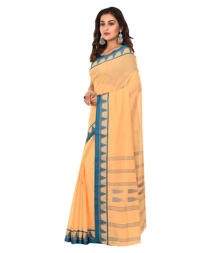 Bengal shantipuri orange blue cotton saree