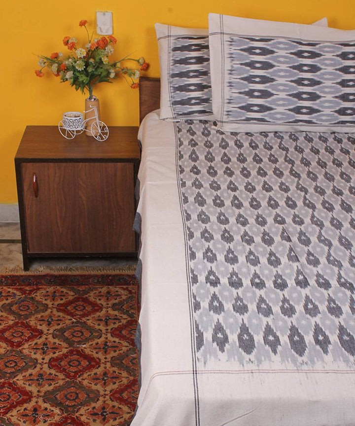 Handloom Ikkat Double Cot Cotton Bedsheet