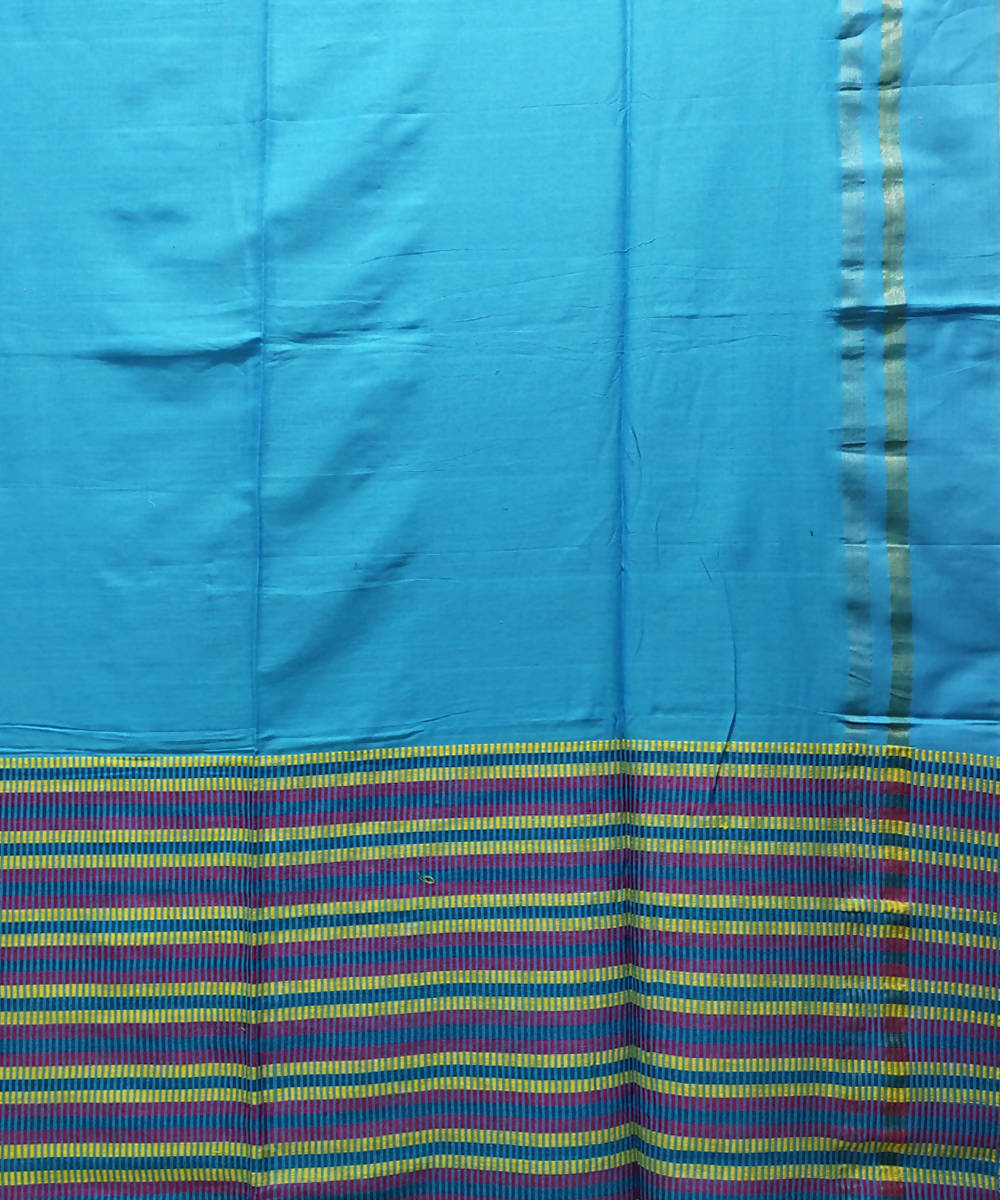 Sky blue handloom handspun cotton saree