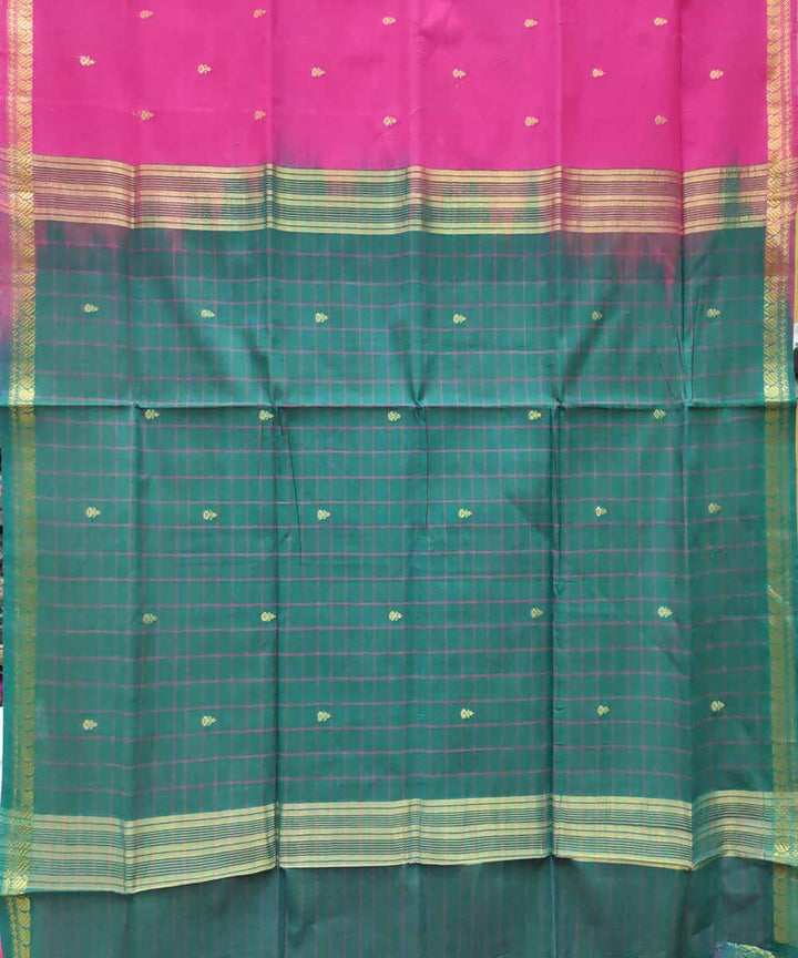 Pink green handloom cotton venkatagiri saree