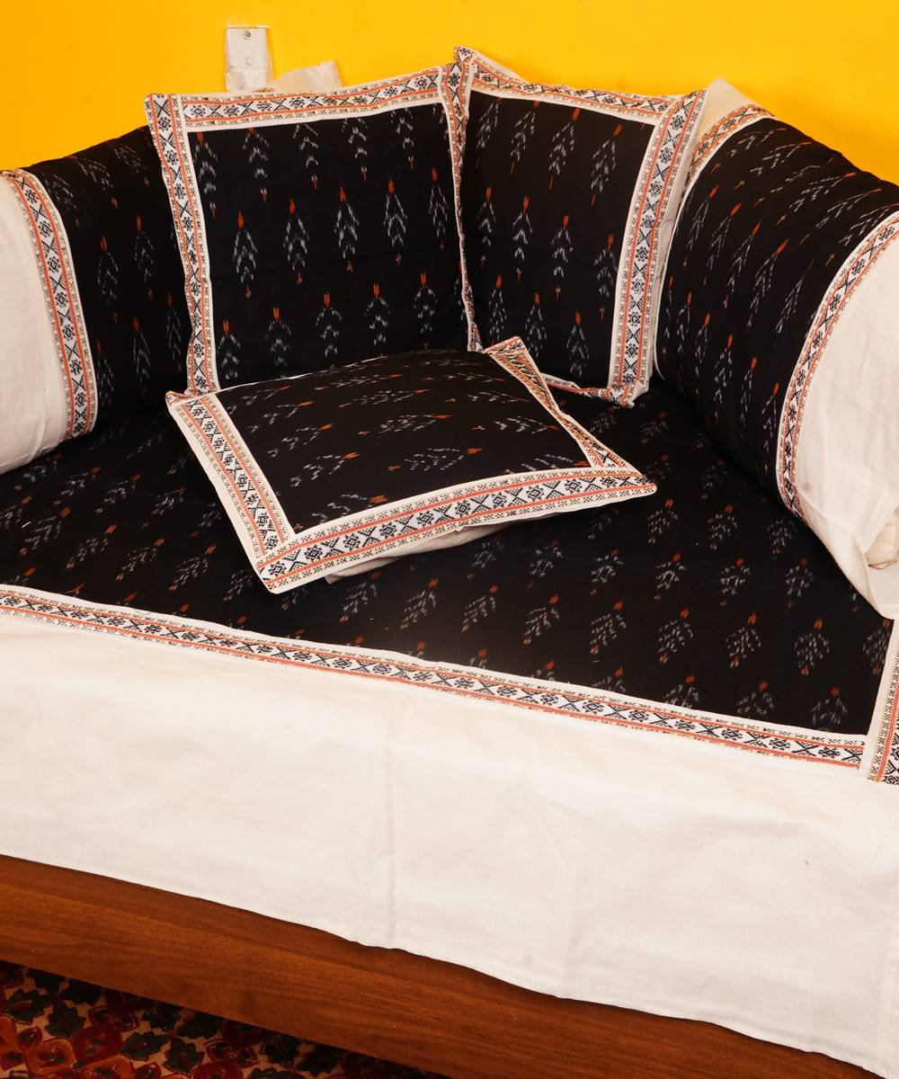 Handloom Black Pochampally Cotton Diwan Set