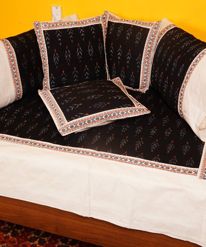 Handloom Black Pochampally Cotton Diwan Set