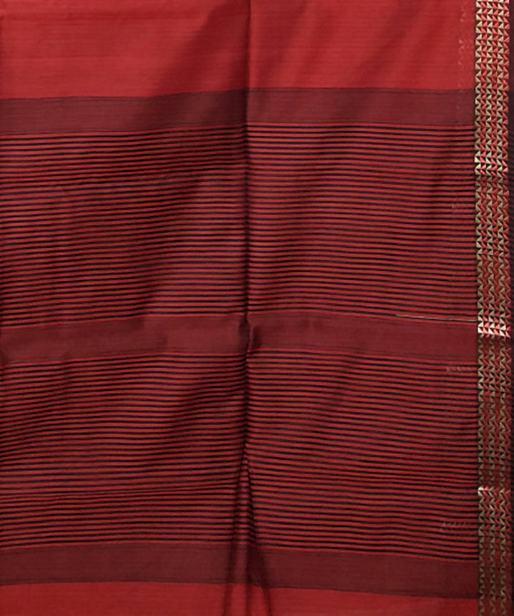 Cherry red handloom cotton silk maheshwari saree