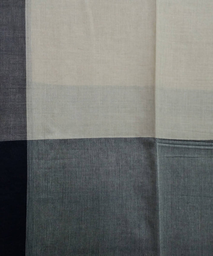 Beige Grey Handspun Handwoven Cotton Saree