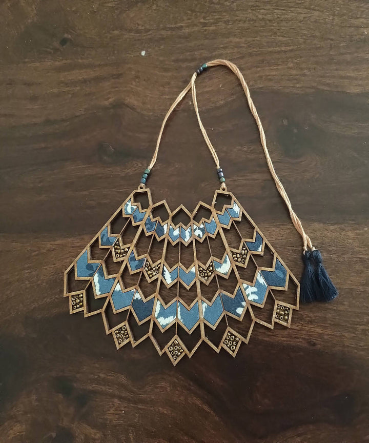 handcrafted blue wave upcycled necklace