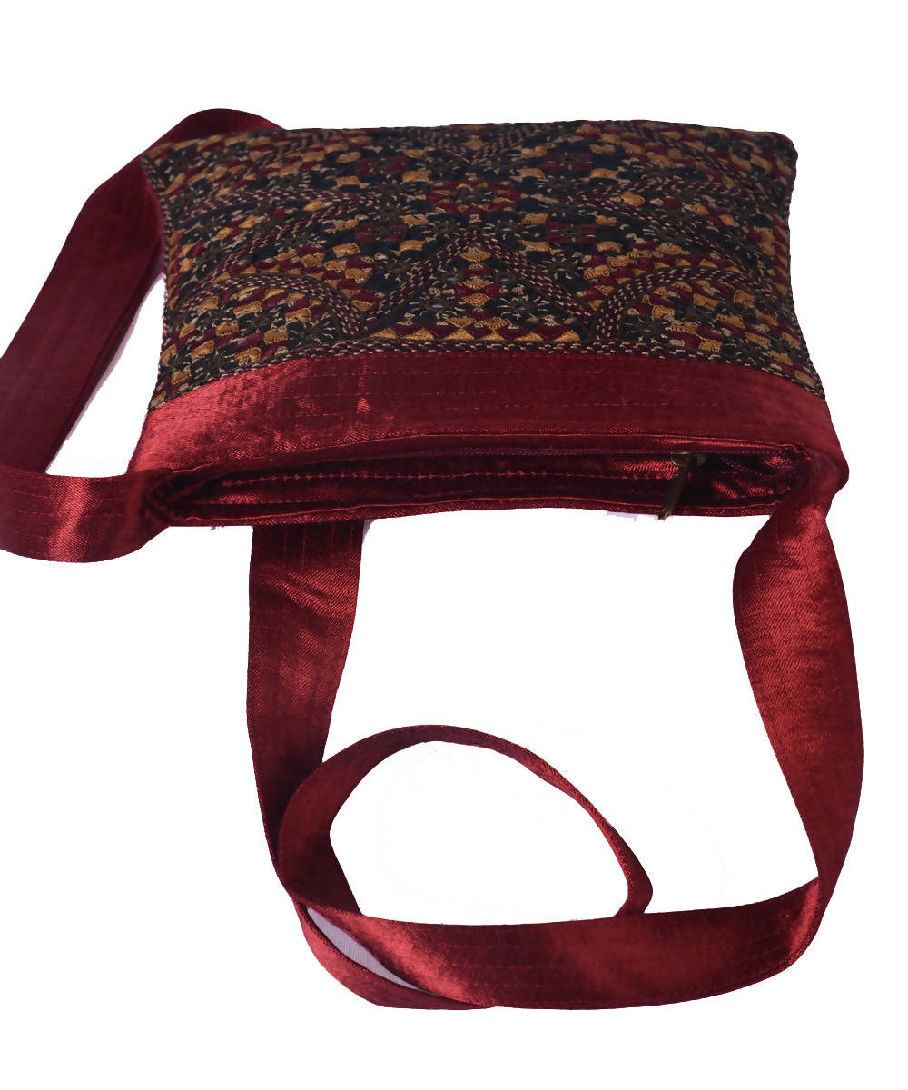 Mashroo maroon hand embroidery cross body sling bag