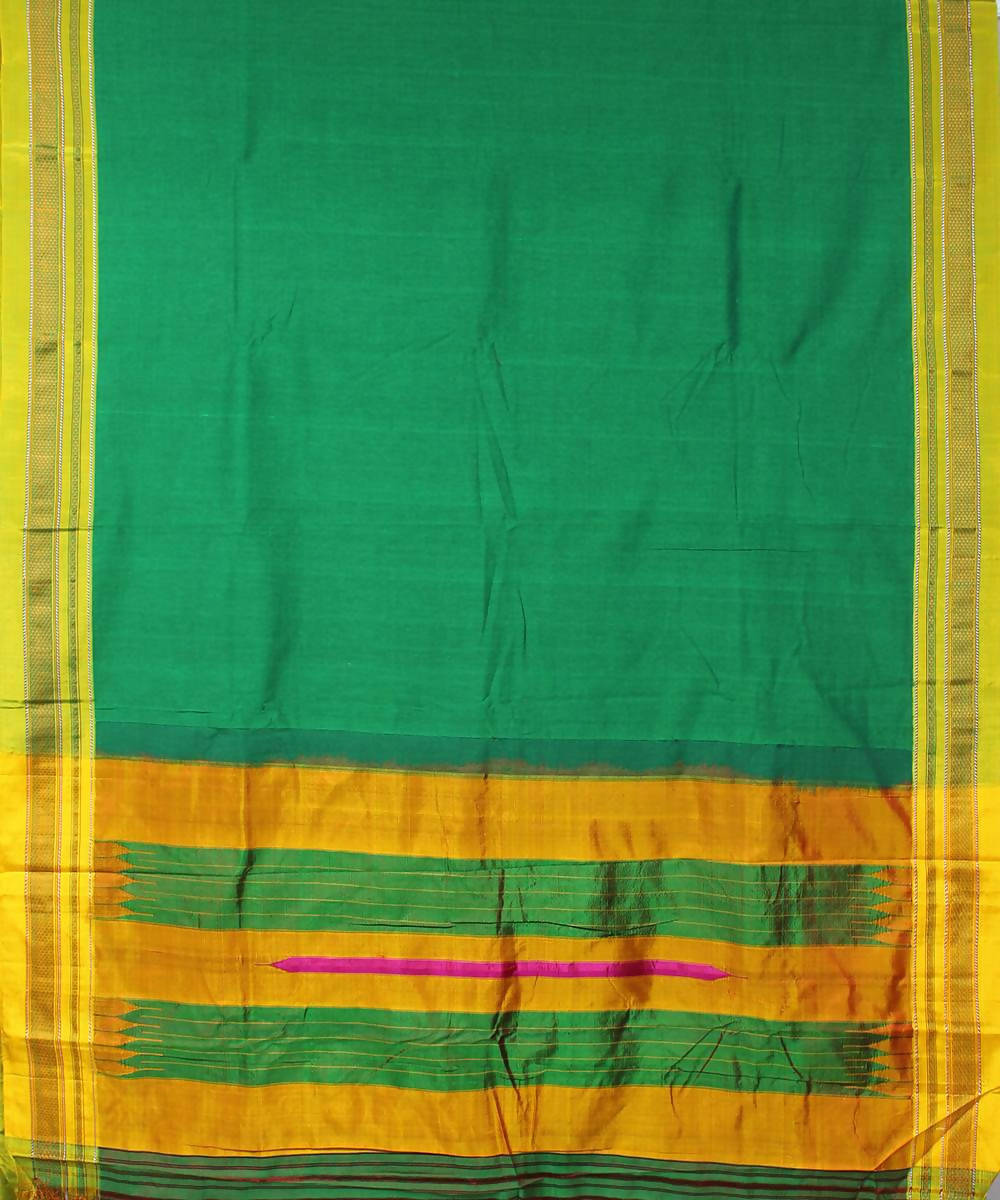 green handloom chikki paras border ilkal saree