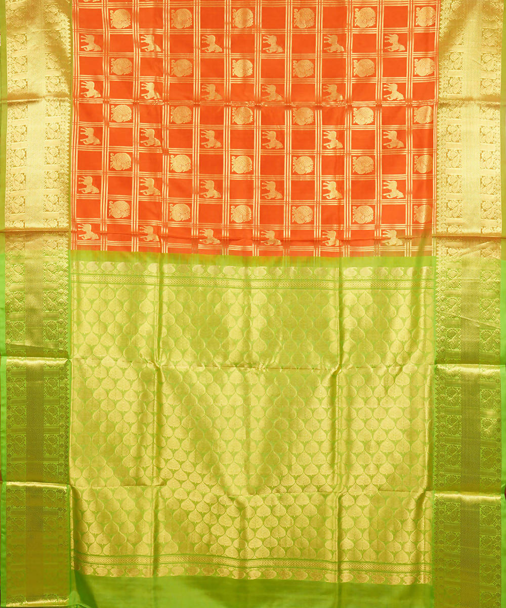 Orange Handwoven venkatagiri Silk Saree