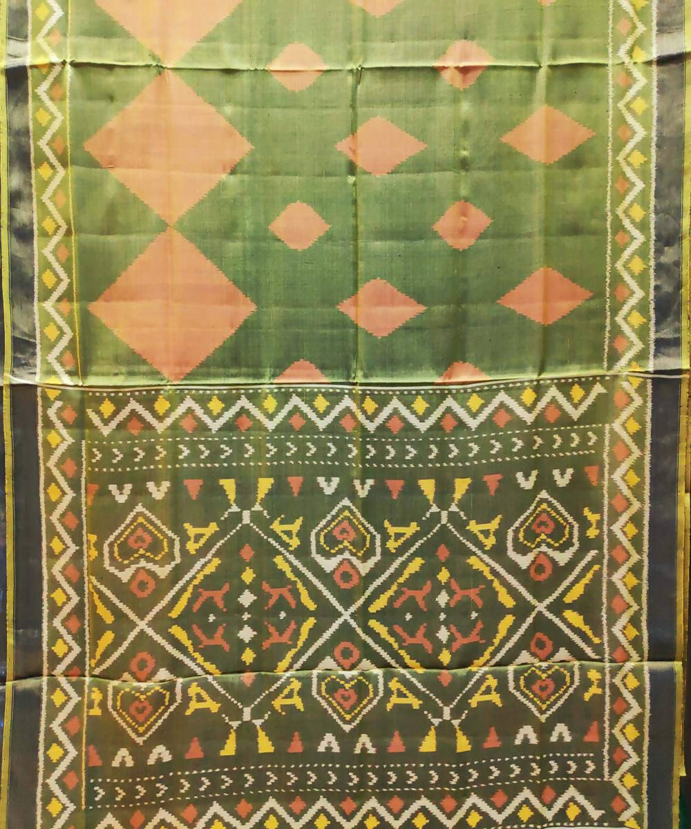 Mehendi green handloom rajkot style ikkat pochampally saree