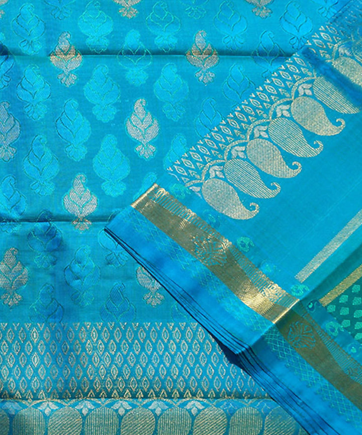 Blue green handloom kancheepuram silk saree