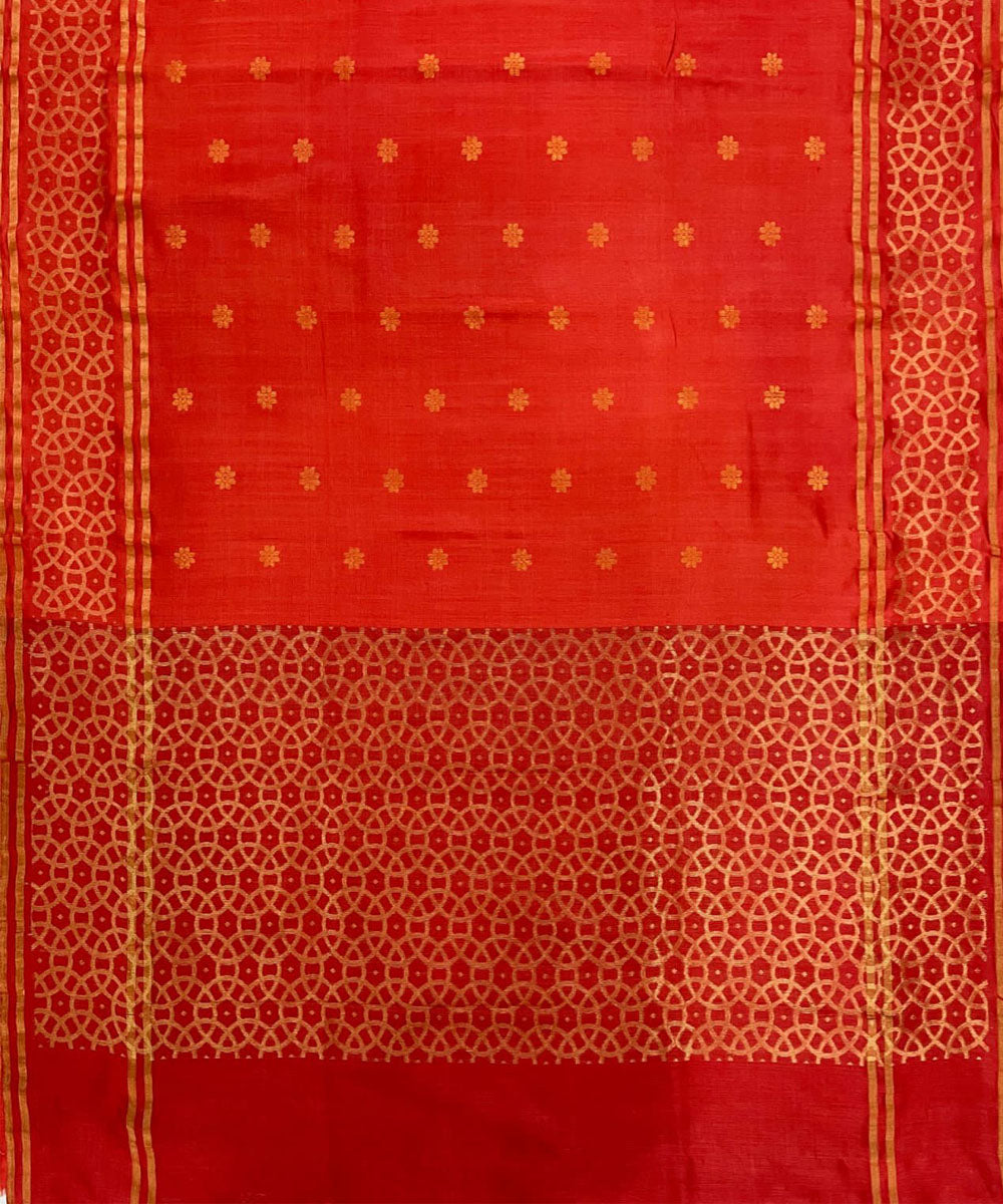Red handwoven tussar silk saree