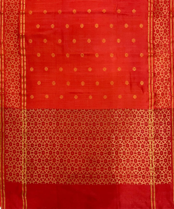 Red handwoven tussar silk saree