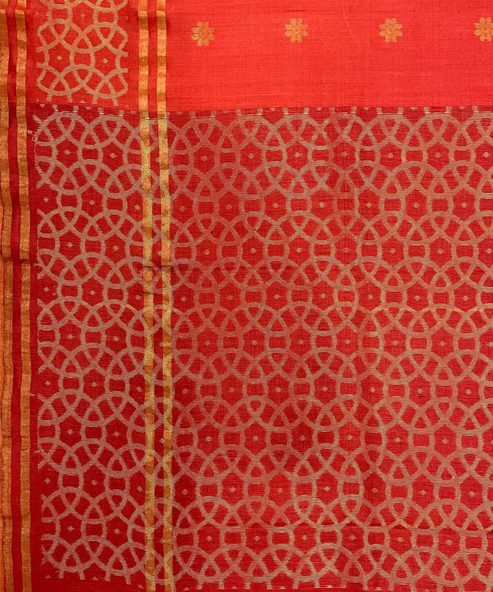 Red handwoven tussar silk saree