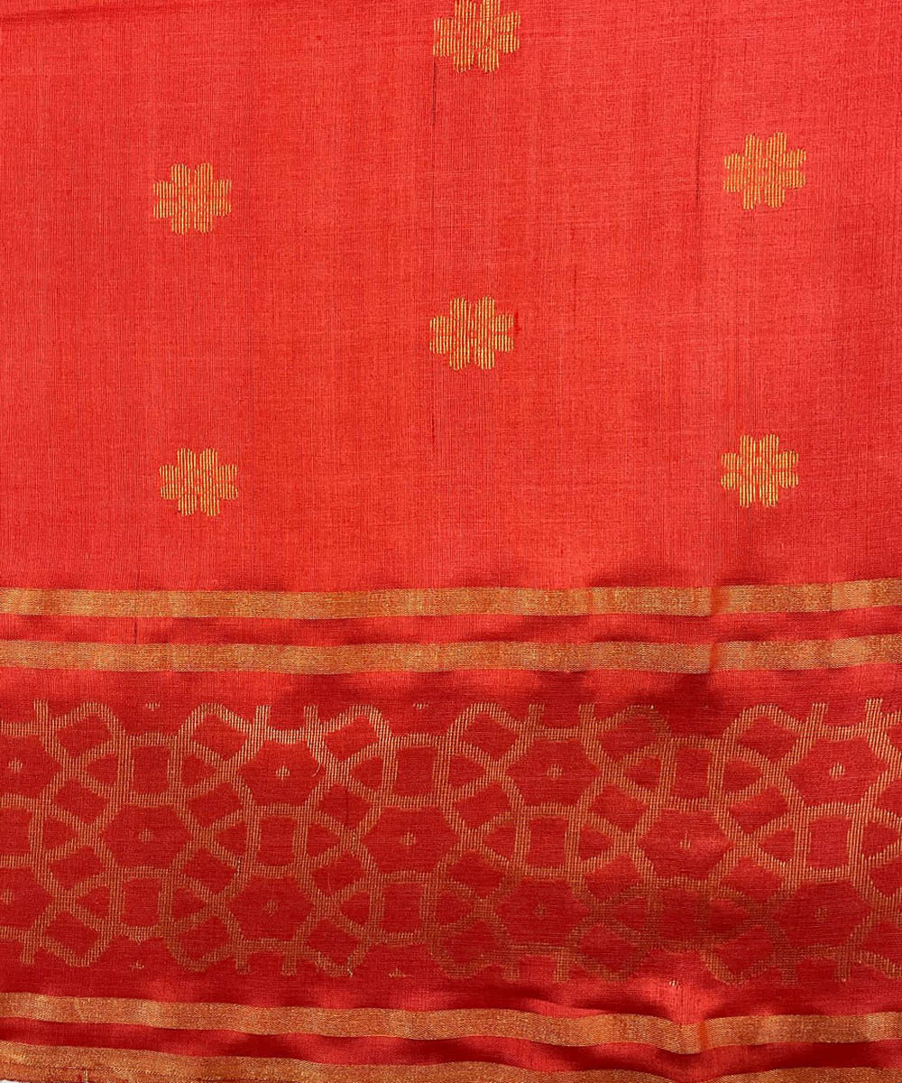 Red handwoven tussar silk saree