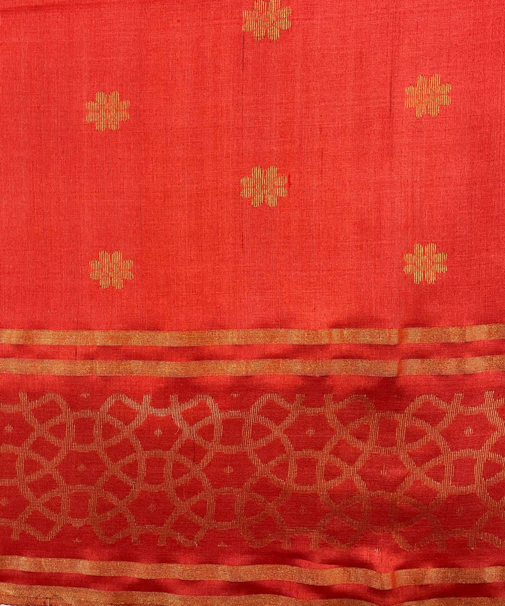 Red handwoven tussar silk saree