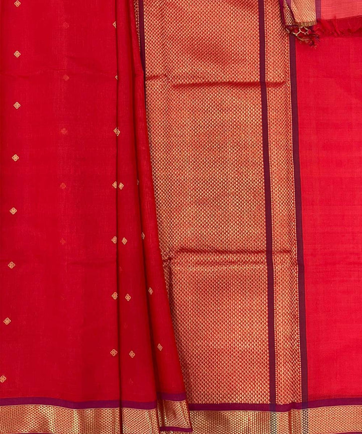 Red handloom tussar silk saree