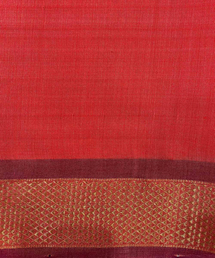 Red handloom tussar silk saree