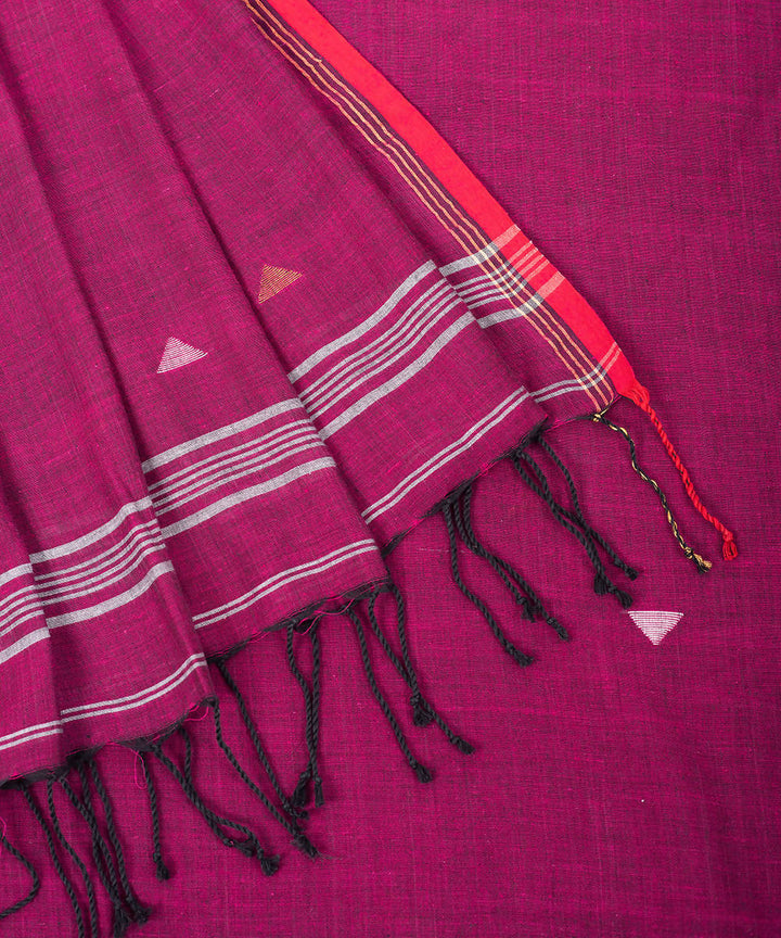 Magenta handwoven cotton jamdani saree