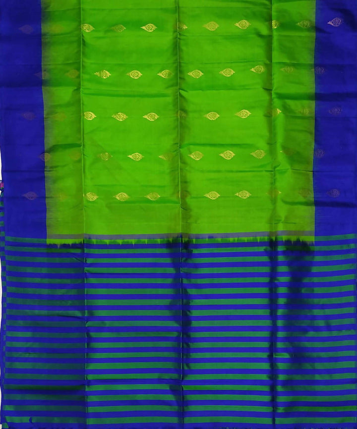 Light green and blue handloom soft silk saree