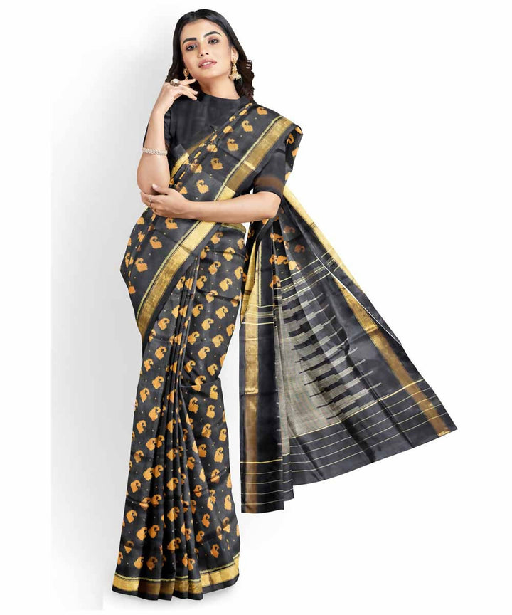 Black grey handloom patola silk saree