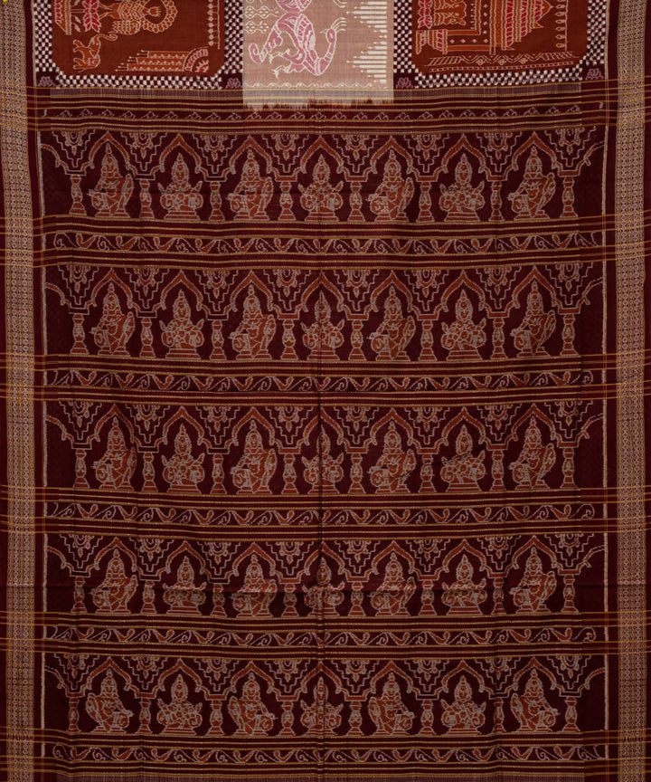 Bulgarian rose burgundy handloom cotton sambalpuri saree