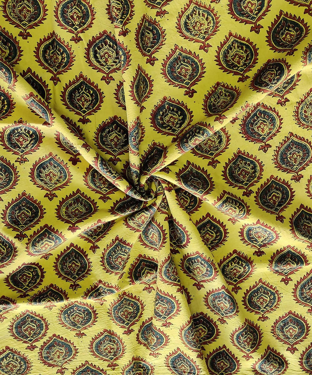Multi color natural dye handspun handwoven cotton ajrakh print kurta material (2.5m per qty)