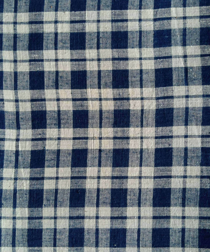 2.5m indigo white handspun handwoven cotton checks kurta fabric