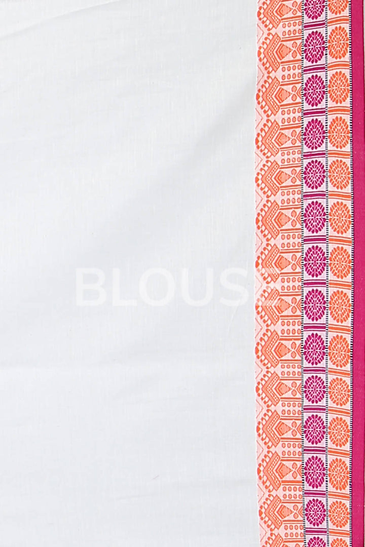 Handloom bengal white and red cotton saree