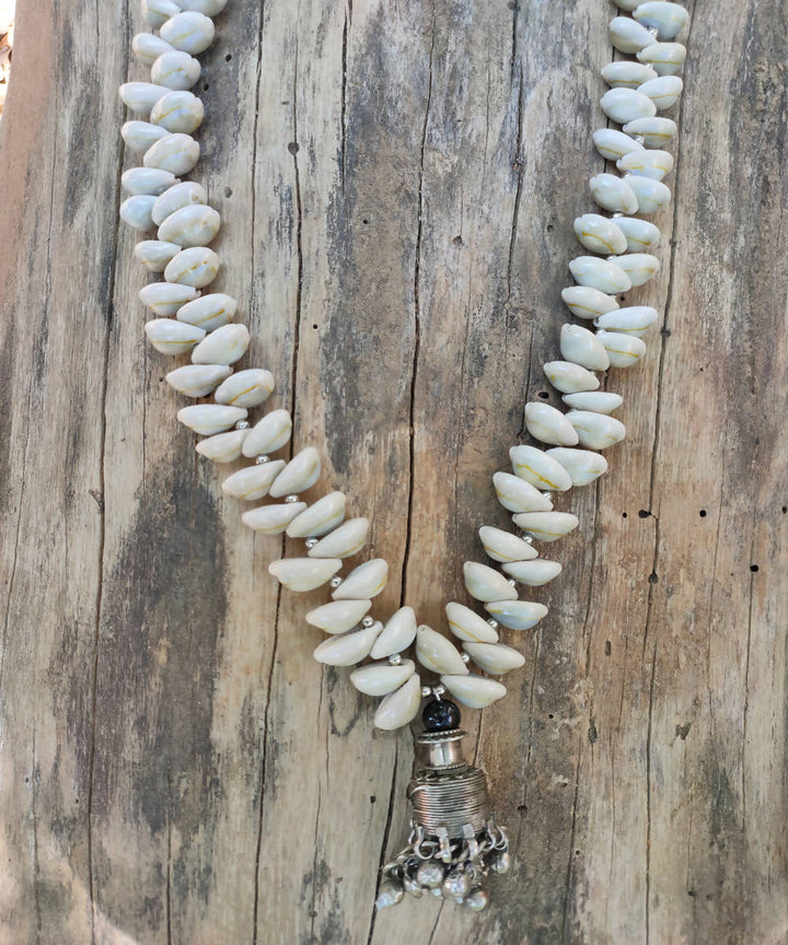 handcrafted cowrie shell Tribe Vibe necklace