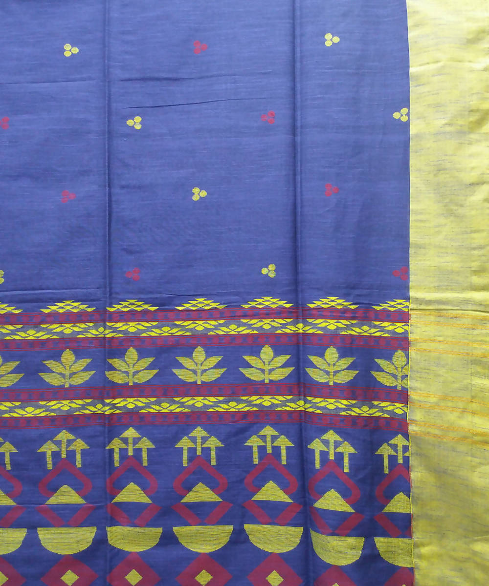 Bengal Navy Blue Handloom Cotton Saree