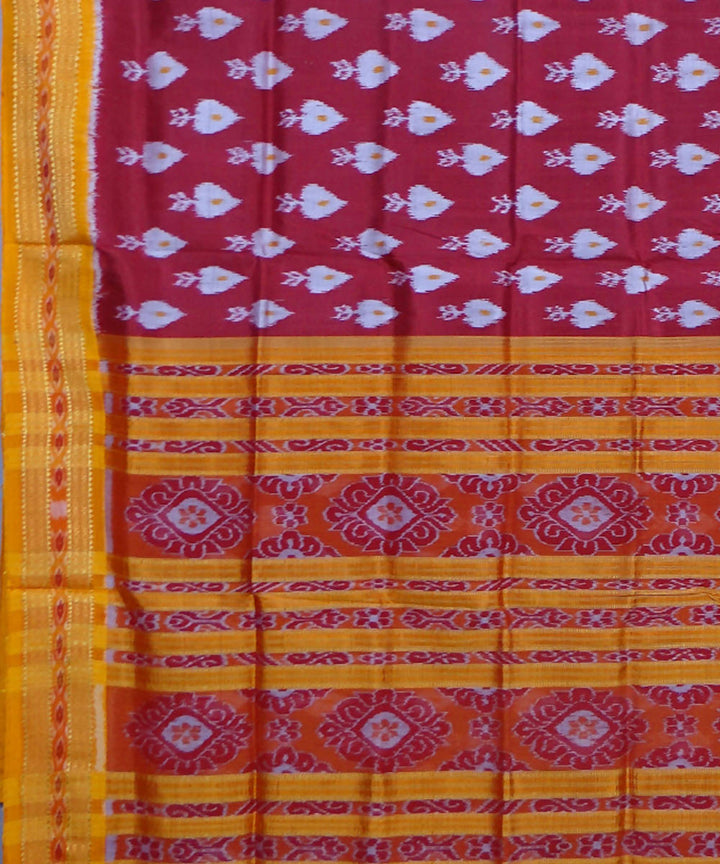 Pink yellow handwoven silk khandua saree