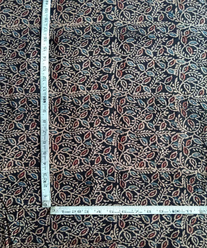 Brown black natural dye ajrakh print handspun handloom cotton fabric (2.5m per qty)