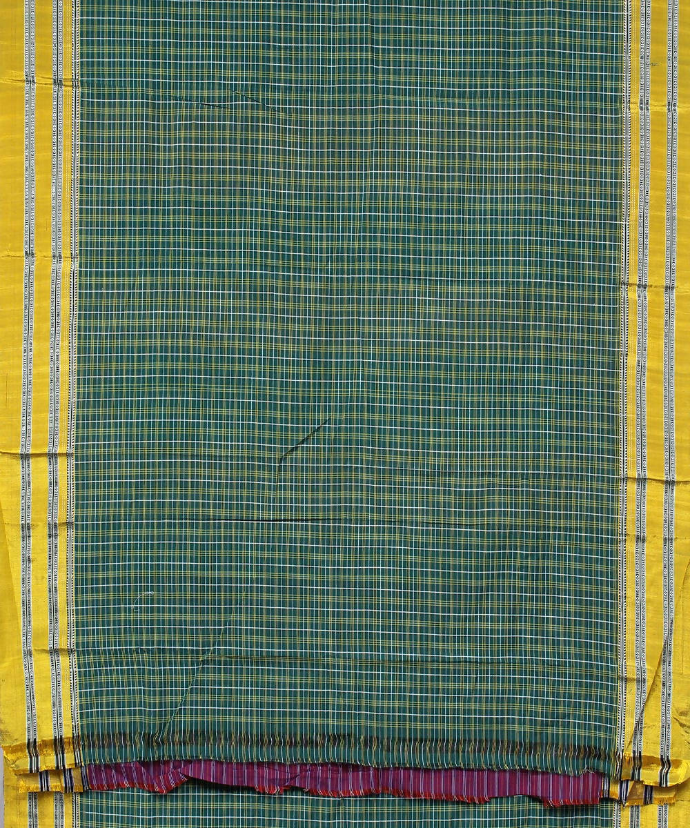 green yellow checks handwoven gomi teni border ilkal saree