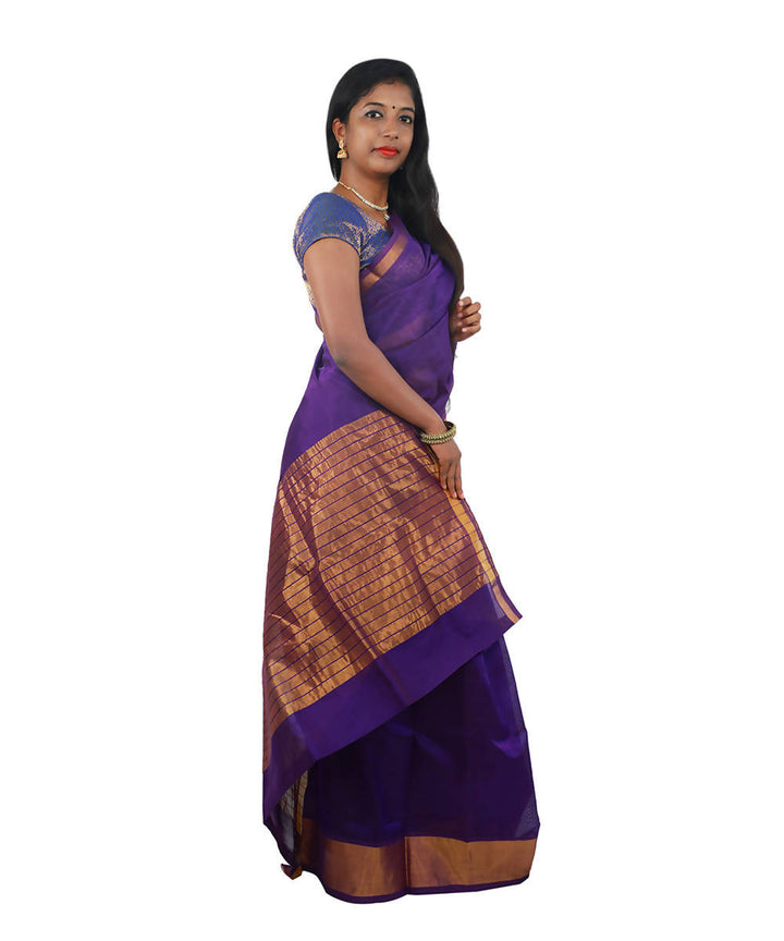 Purple venkatagiri handwoven cotton saree