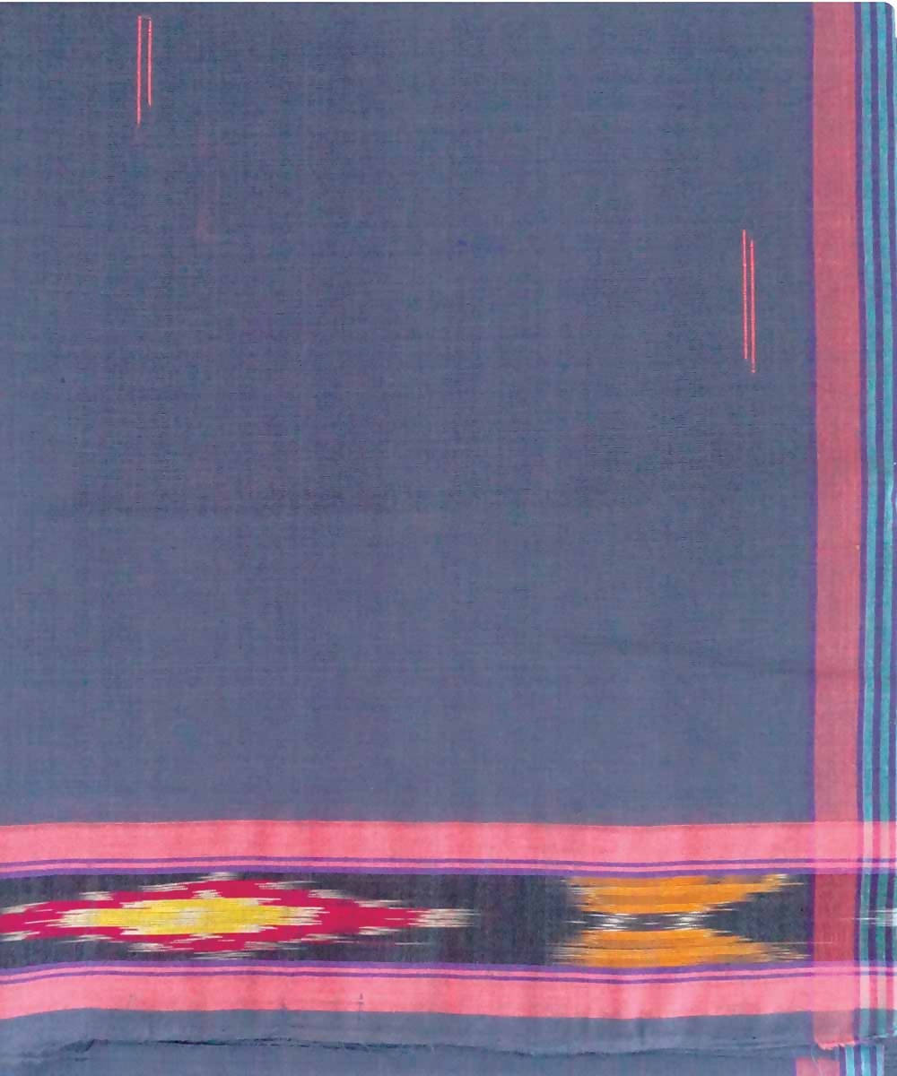 Grey handwoven madurai cotton tie dye saree