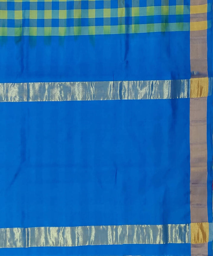 Blue yellow checks Handwoven Venkatagiri Sico Saree