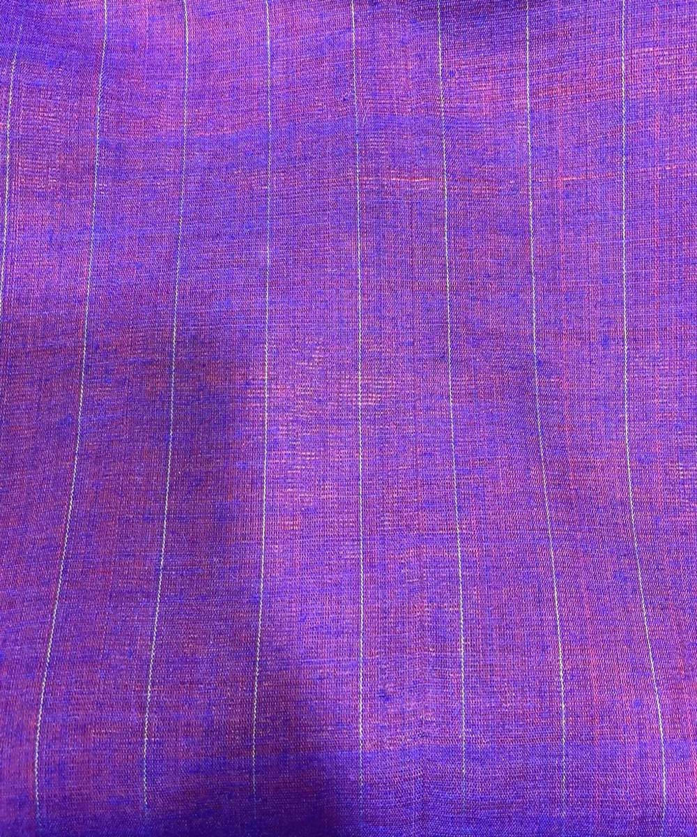 Orange blue handwoven temple border tussar silk saree