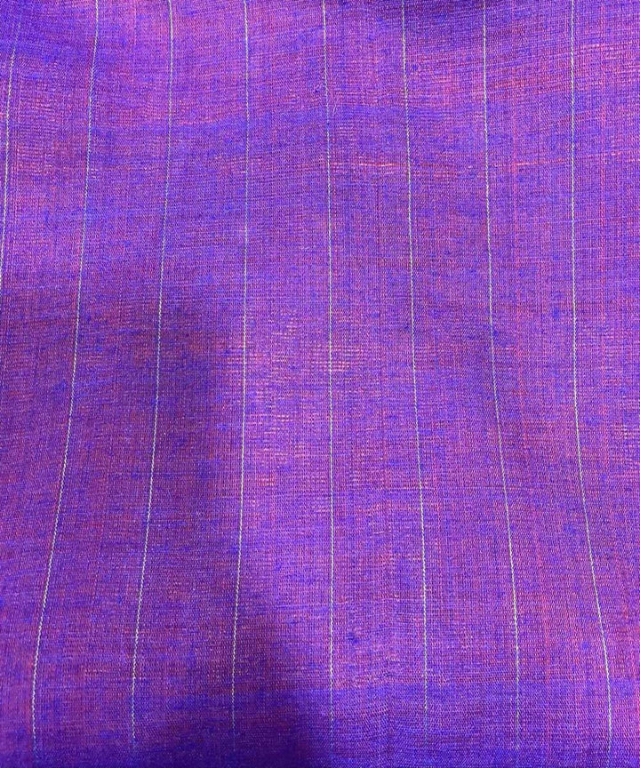 Orange blue handwoven temple border tussar silk saree