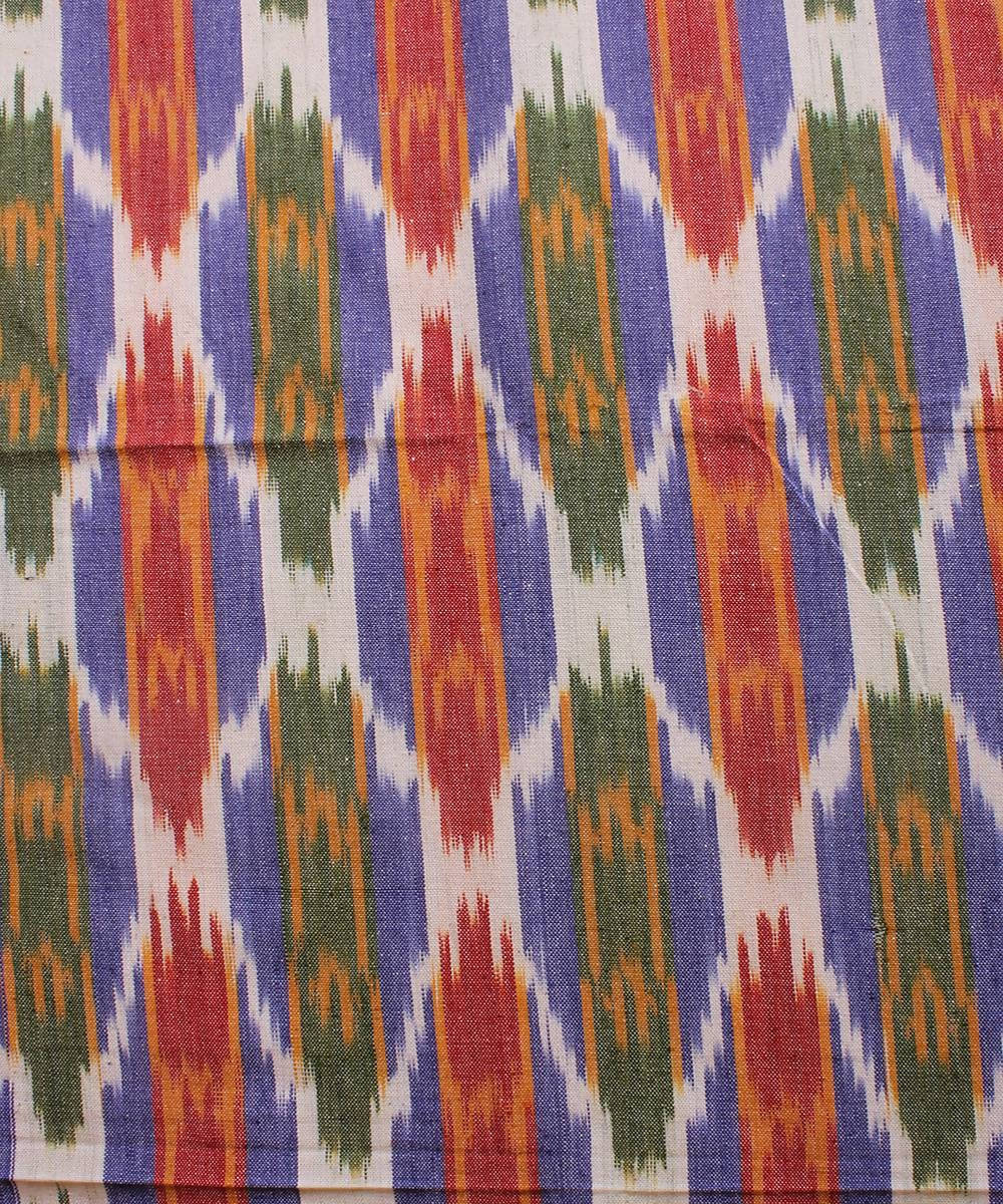 Green Orange Handwoven Ikat Cotton Bedsheet